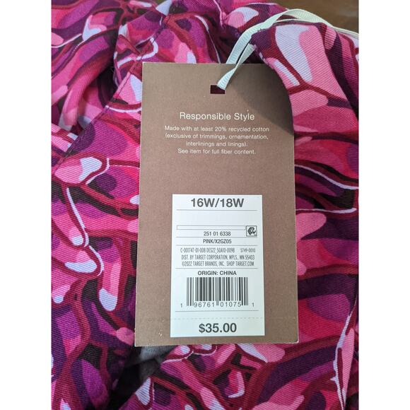 Kika Vargas Wrap Skirt 16W 18W Pink Mum Floral Scallop Edge Short Side Zip New - Picture 6 of 12